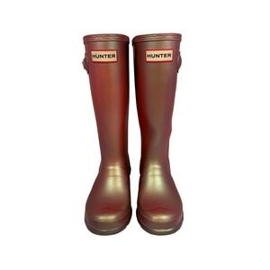 Hunter Original Girls Tall Nebula Rain Boots, Shimmery Iridescent Finish Size 1B